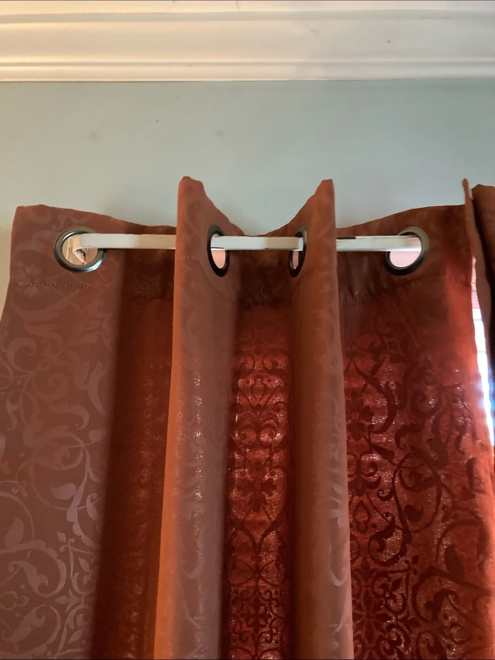 Home Expressions Jacquard Grommet Curtain Panel in Rust